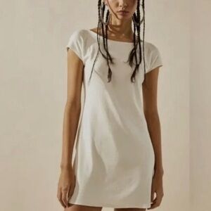 FP Beach by free people Elegant White Cap Sleeve Mini Dress size Large NWT